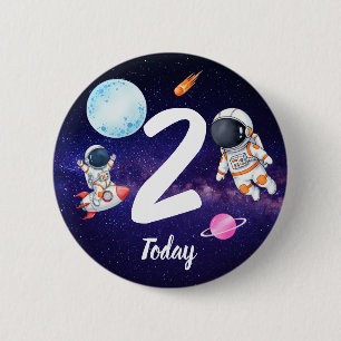 Fun star Spaceman child's Birthday 2 Inch Round Button