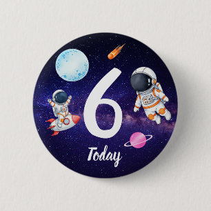 Fun star Spaceman child's Birthday 2 Inch Round Button