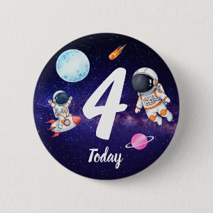 Fun star Spaceman child's Birthday 2 Inch Round Button