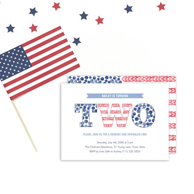 Fun Stars And Stripes Summer 2nd Birthday Party Invitation (Creator Uploaded)