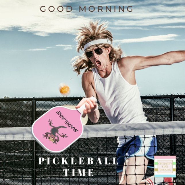 Fun Startled Gecko Pink  Pickleball Paddle (Creator Uploaded)