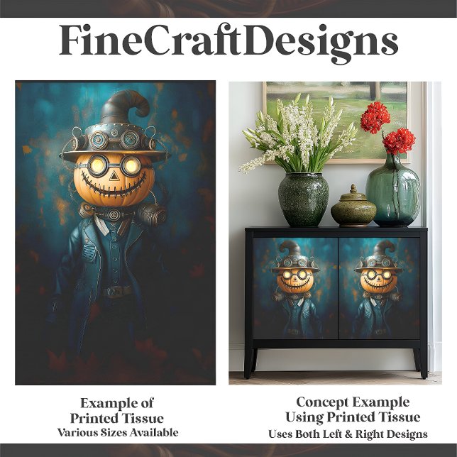 Fun Steampunk Halloween Pumpkin Man E9R Decoupage Tissue Paper (Creator Uploaded)