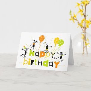 Fun Stick Men Birthday Card