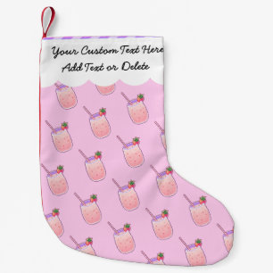 Fun Strawberry Cute Kawaii Pixel Girly Pastel Pink Small Christmas Stocking