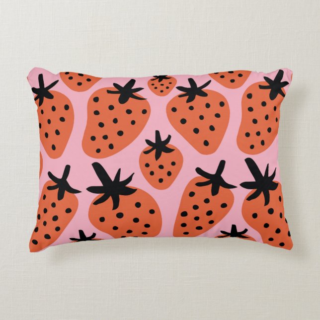 Fun strawberry, hand-drawn seamless design. accent pillow (Front)