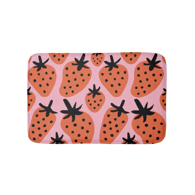 Fun strawberry, hand-drawn seamless design. bath mat (Front)