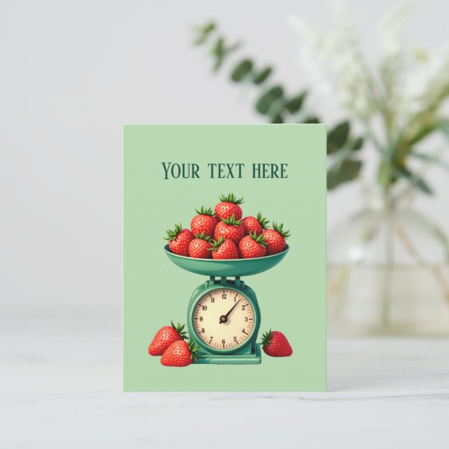 Fun strawberry vendors customizable postcard (Standing Front)