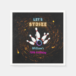 Fun Strike cool blue sports Bowling 10th Birthday Napkin