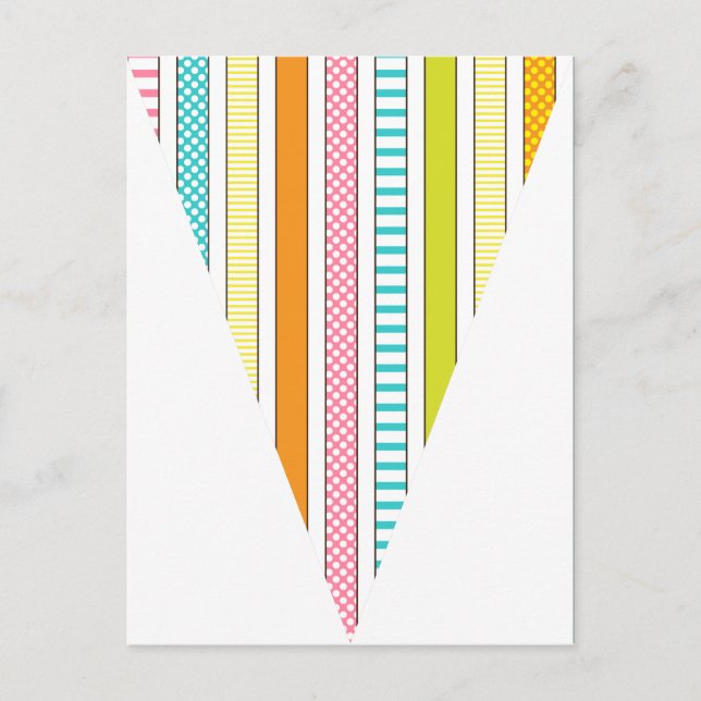 Fun Stripe and Polka Dot Colourful Flag Bunting Postcard (Front)
