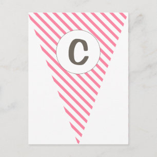 Fun Stripe Hot Pink Customizable Flag Bunting Postcard