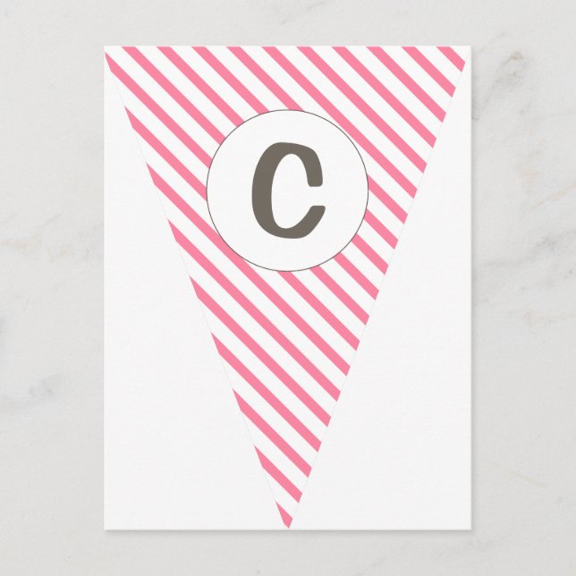 Fun Stripe Hot Pink Customizable Flag Bunting Postcard (Front)