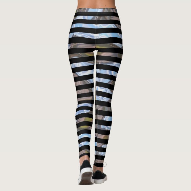 Fun Stripe Pipster Unique Cool Pattern Leggings (Back)