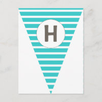 Fun Stripe Teal White Customizable Flag Bunting
