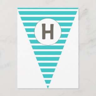 Fun Stripe Teal White Customizable Flag Bunting Postcard