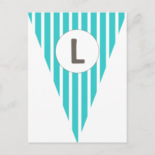 Fun Stripe Teal White Customizable Flag Bunting Postcard