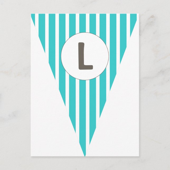 Fun Stripe Teal White Customizable Flag Bunting Postcard (Front)