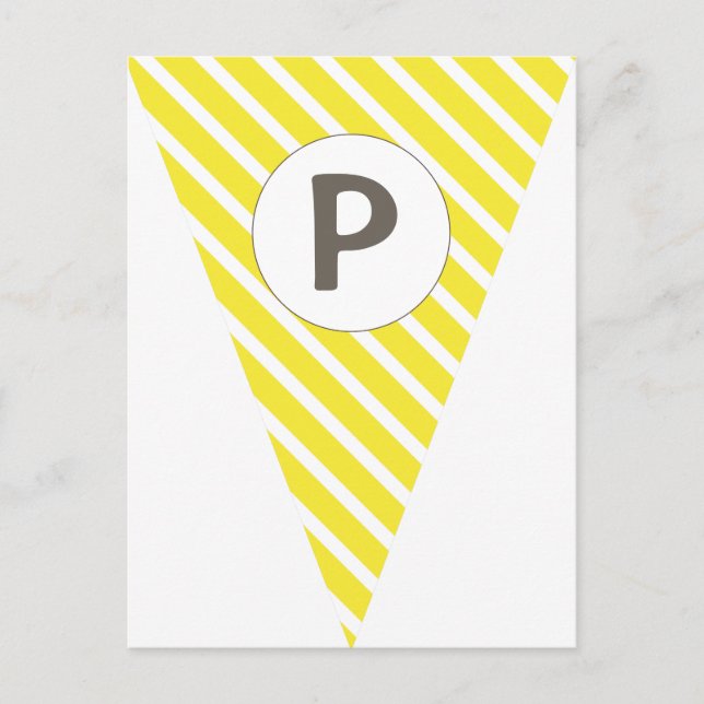 Fun Stripe Yellow Customizable Flag Bunting Postcard (Front)