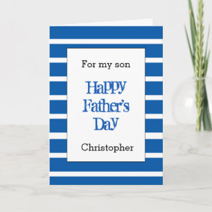 Fun Striped Blue Father's Day Son Card