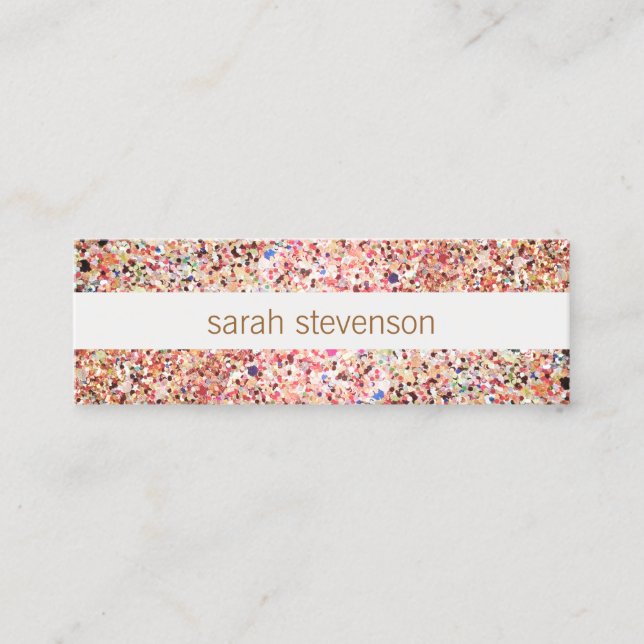 Fun Stripes Colourful Glitter Look Cute Cool Mini Business Card (Front)