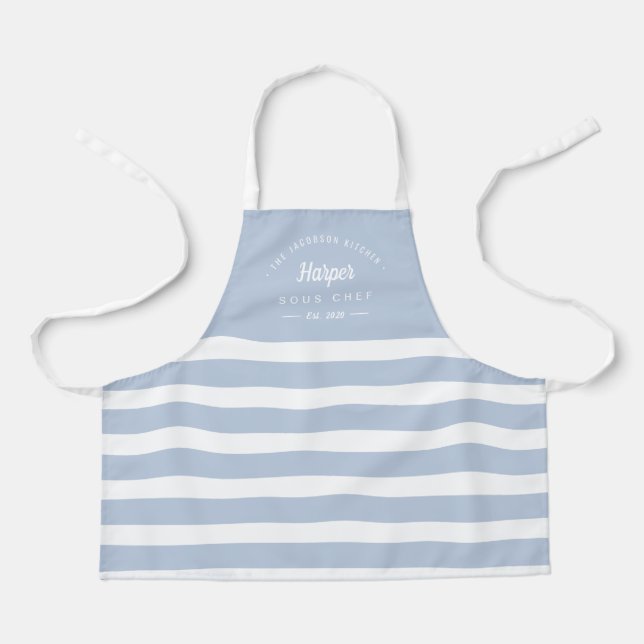 Fun Stripes Editable Colour Personalized Kid Apron (Front)