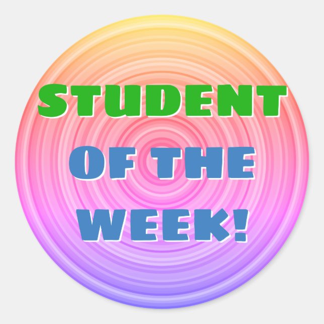 Fun "STUDENT OF THE WEEK!" Sticker (Front)