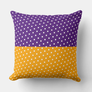 Fun Stylish Dots Royal Purple Yellow Colour Block Throw Pillow