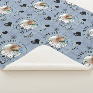 Fun Stylish Grandson Birthday Photo Lettering Sherpa Blanket