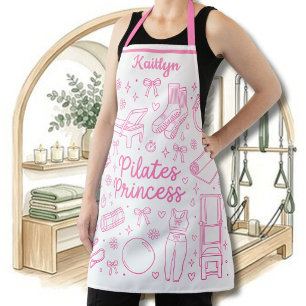 Fun Stylish Pilates Princess Workout Name Apron
