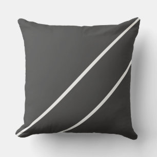 Fun Stylish Refined Dark Grey White Accent Stripes Throw Pillow
