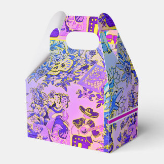 Fun Sugar Skulls Hispanic Fiesta Indigo Violet Favor Box