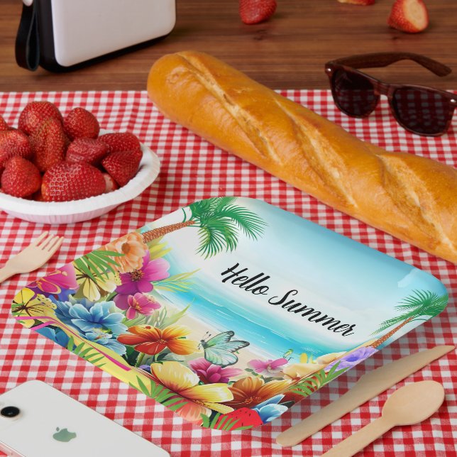 Fun Summer Beach Scene Paper Plate (Picnic)