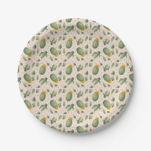 Fun Summer Cactus  Paper Plate (Front)