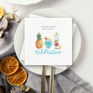 Fun Summer Celebration Cocktail Birthday Party Napkin