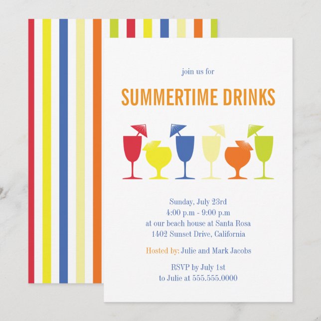 Fun Summer Cocktail Party Invitation (Front/Back)