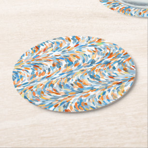 Fun Summer Colours Paint Splatter Art Pattern Round Paper Coaster