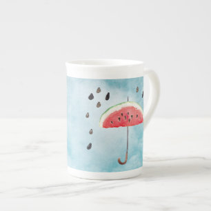 Fun Summer Fresh Melon Fruit Rain Bone China Mug