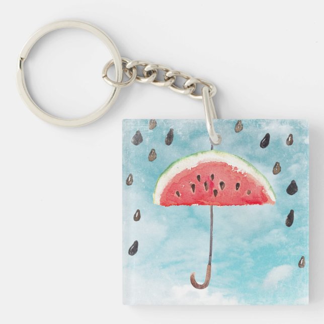 Fun Summer Fresh Melon Fruit Rain Keychain (Front)