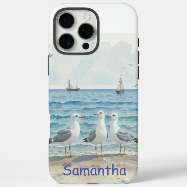Fun Summer Holiday Sandy Beach Seagulls Case-Mate iPhone Case (Back)