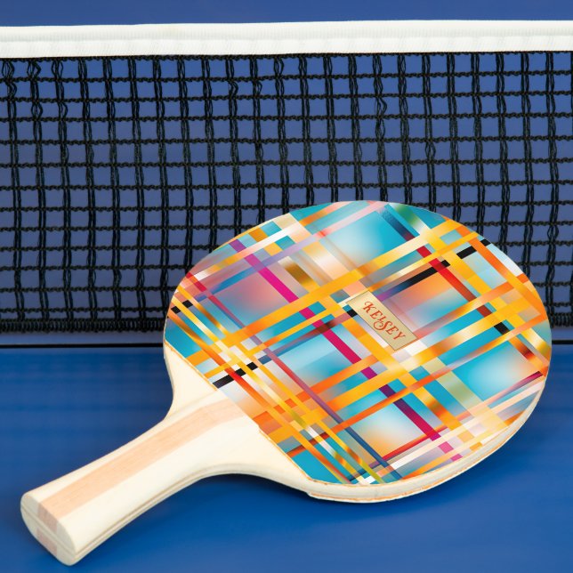 Fun Summer Personalized Colourful Blue Pink & Gold Ping Pong Paddle (Insitu)
