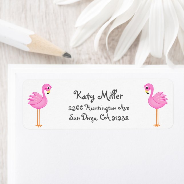 Fun Summer Pink Flamingo Girls Address (Insitu)