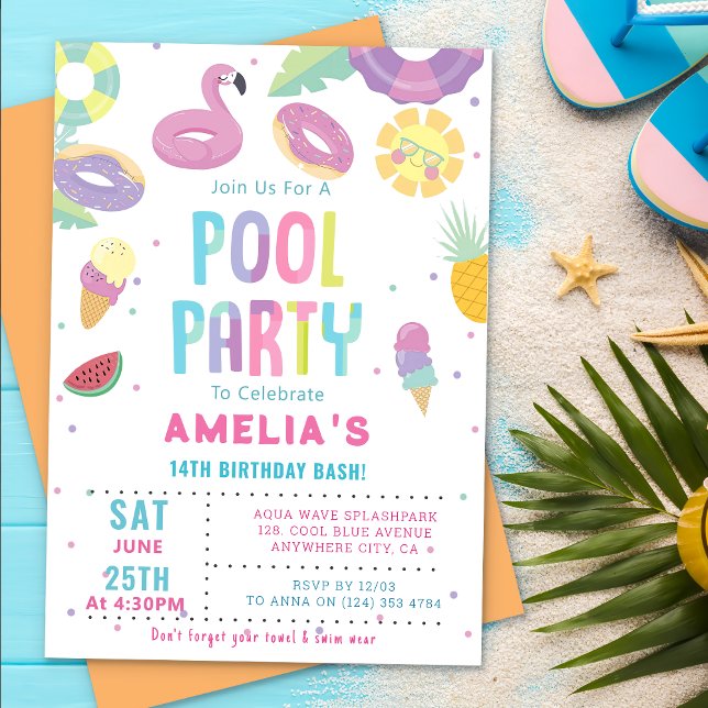 Fun Summer Pool Birthday Party Invitation (Creator Uploaded)
