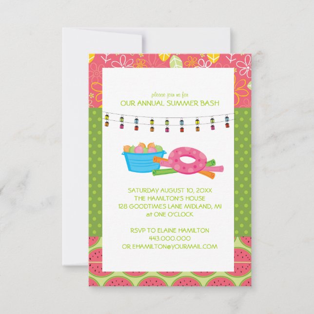 Fun Summer Pool Party Invitations (Front)