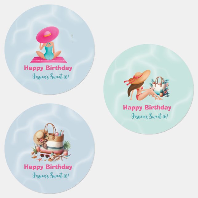 Fun Summer Pool Party Watercolor Sweet 16 (Group)