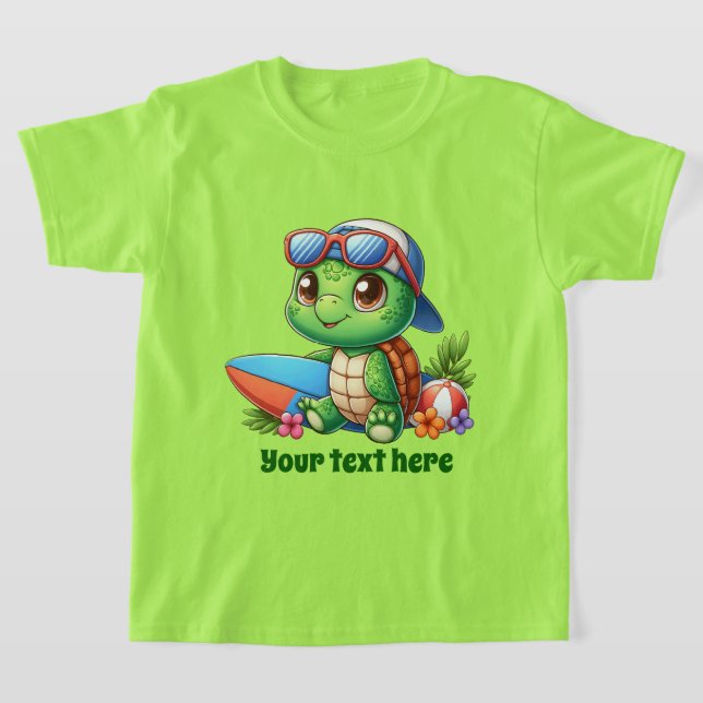 Fun Summer sea turtle add text boys T-Shirt (Laydown)
