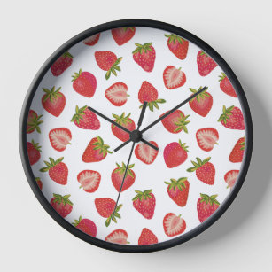 Fun Summer Strawberry Pattern Clock