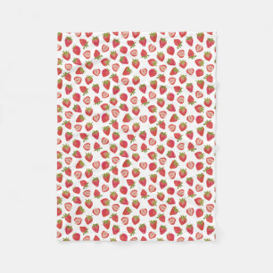 Fun Summer Strawberry Pattern Fleece Blanket