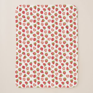 Fun Summer Strawberry Pattern Sherpa Blanket