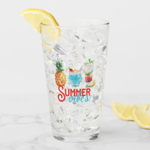 Fun Summer Vibes Colourful Watercolor Cocktails  Glass
