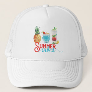 Fun Summer Vibes Colourful Watercolor Cocktails  Trucker Hat