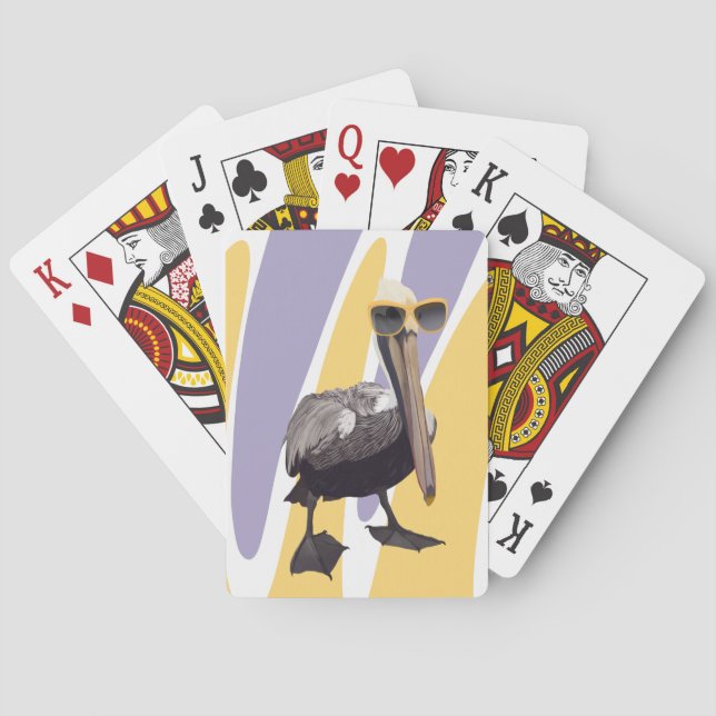 Fun Summer Vibes Pelican Bird Playing Cards (Back)